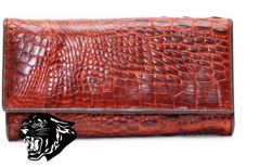 Кошелёк женский натуральная кожа крокодила (коричневый)В89