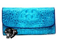 Кошелёк женский натуральная кожа крокодила (голубой)В105